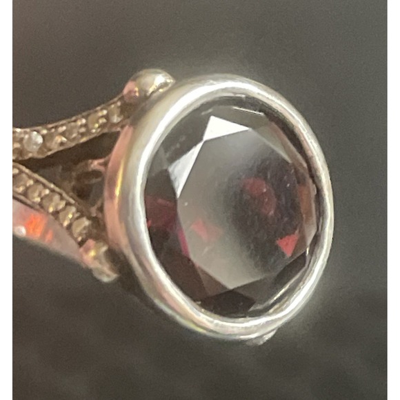 925 Garnet Modernist Ring Size 6 Sterling Silver Womens Birthstone Bezel Set - Picture 12 of 16